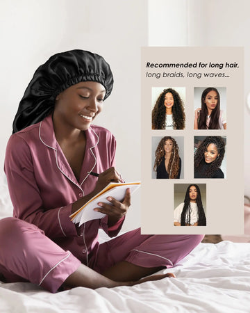 Butter Satin Bonnet For Braids - Indigo Blue
