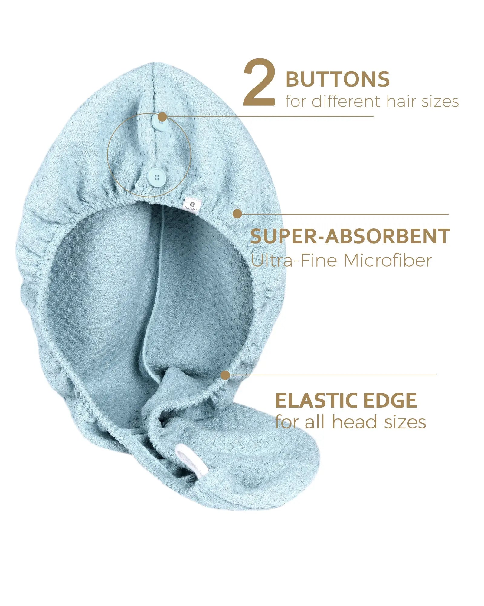 Mircrofiber Hair Towel Turban 2 in 1 - Blue YANIBEST