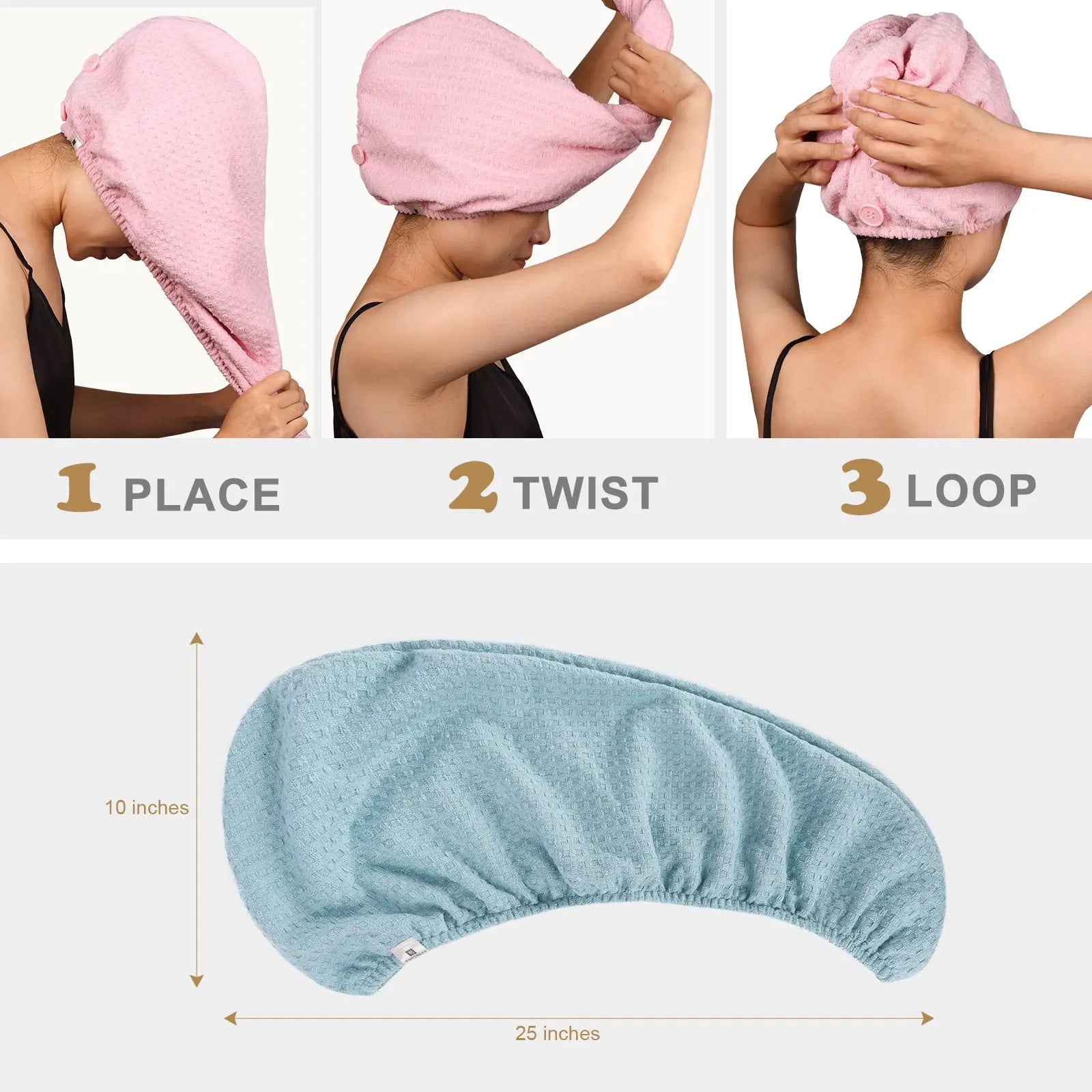 Mircrofiber Hair Towel Turban 2 in 1 - Blue YANIBEST