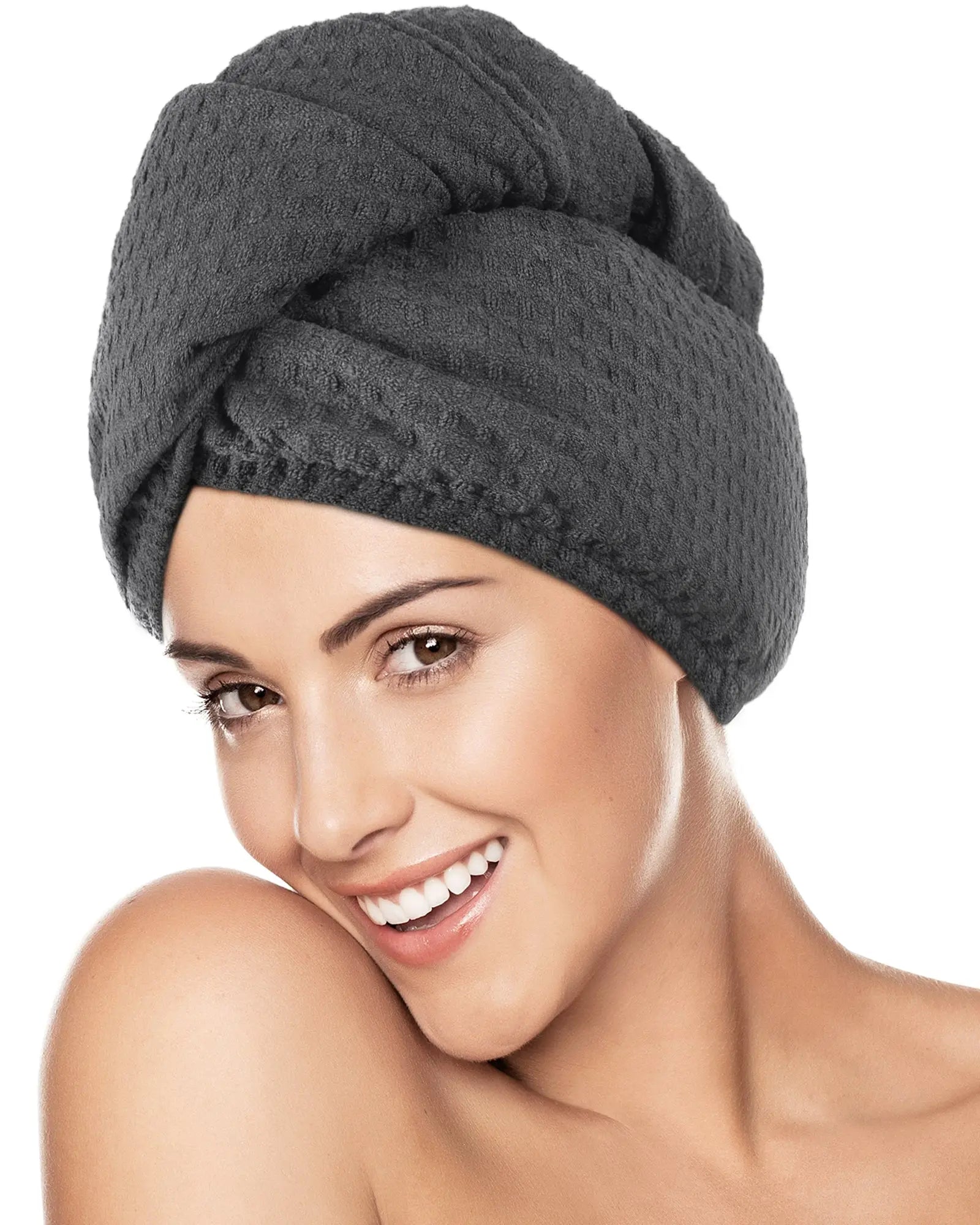 Mircrofiber Hair Towel Turban 2 in 1 - Gray YANIBEST