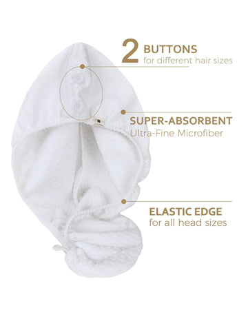 Mircrofiber Hair Towel Turban 2 in 1 - White