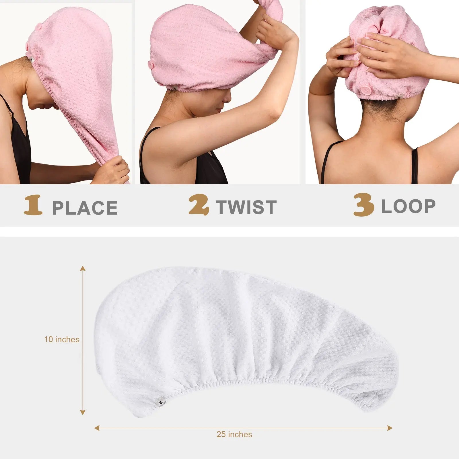Mircrofiber Hair Towel Turban 2 in 1 - White YANIBEST