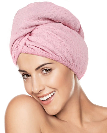 Mircrofiber Hair Towel Turban 2 in 1 - Pink