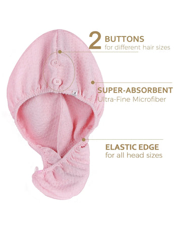 Mircrofiber Hair Towel Turban 2 in 1 - Pink