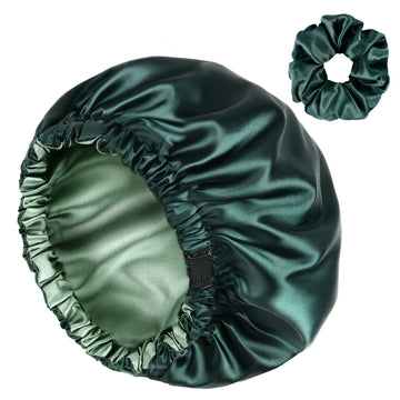 Butter Satin Bonnet Adjustable Elastic - Dual Green