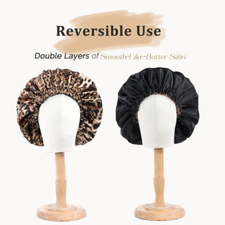 Reversible Satin Bonnet with Scrunchie| Leopard YANIBEST