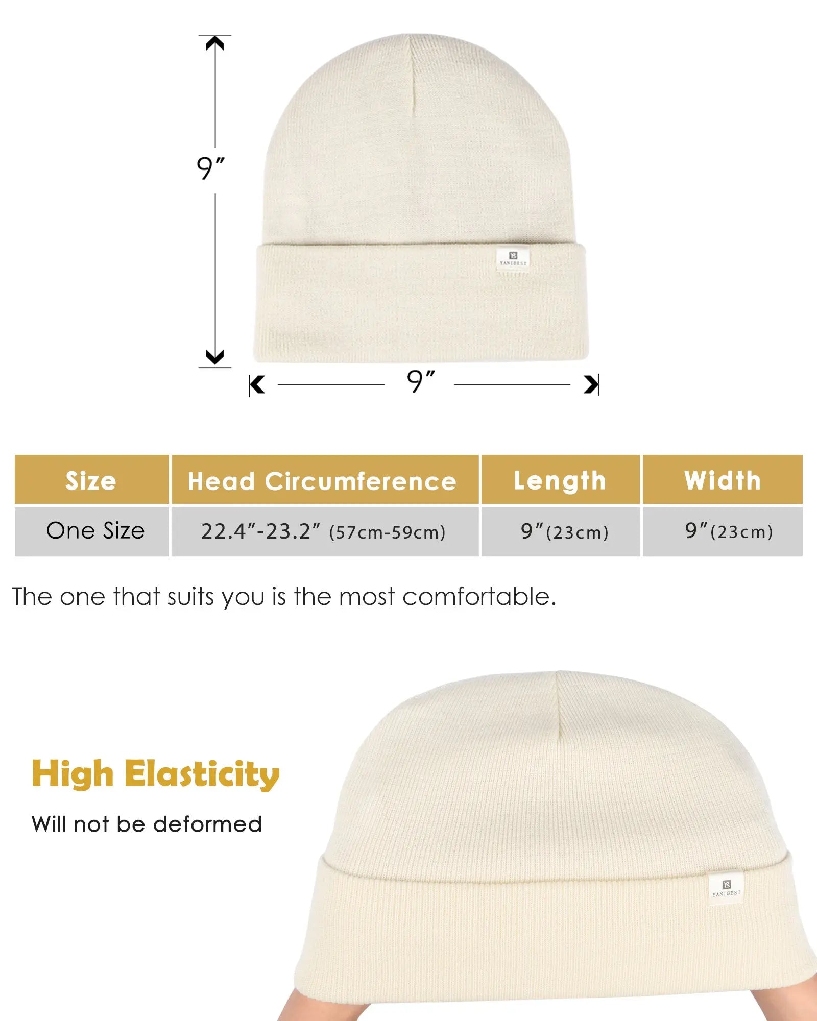 Satin Lined Winter Beanie Hat| Cream Beige YANIBEST