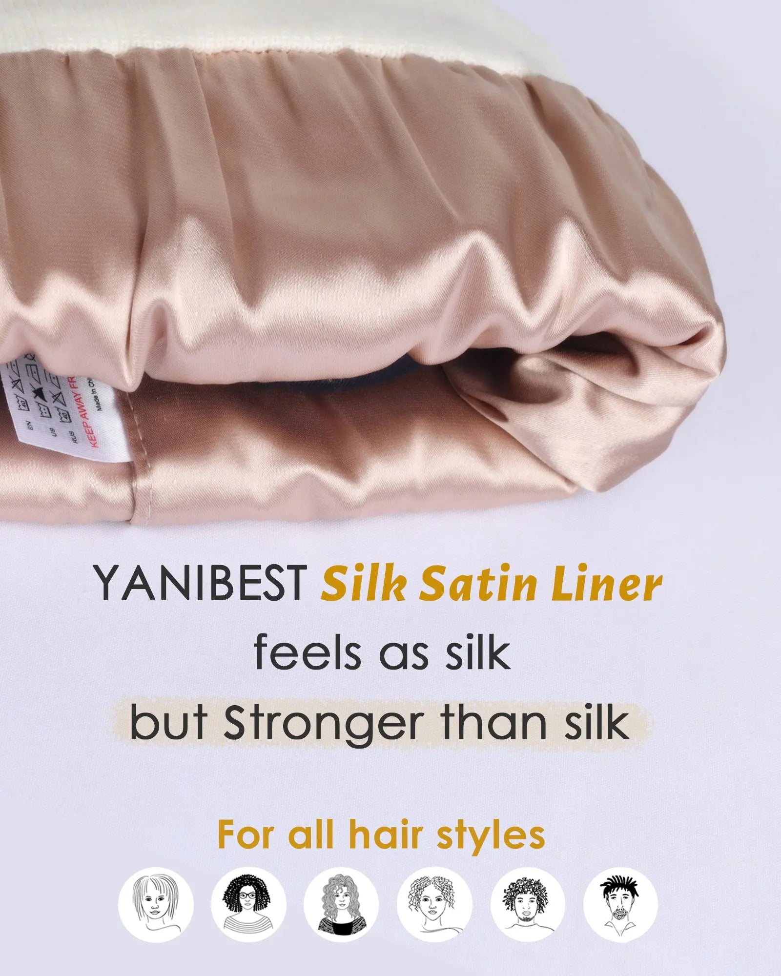 Satin Lined Winter Beanie Hat| Cream White YANIBEST