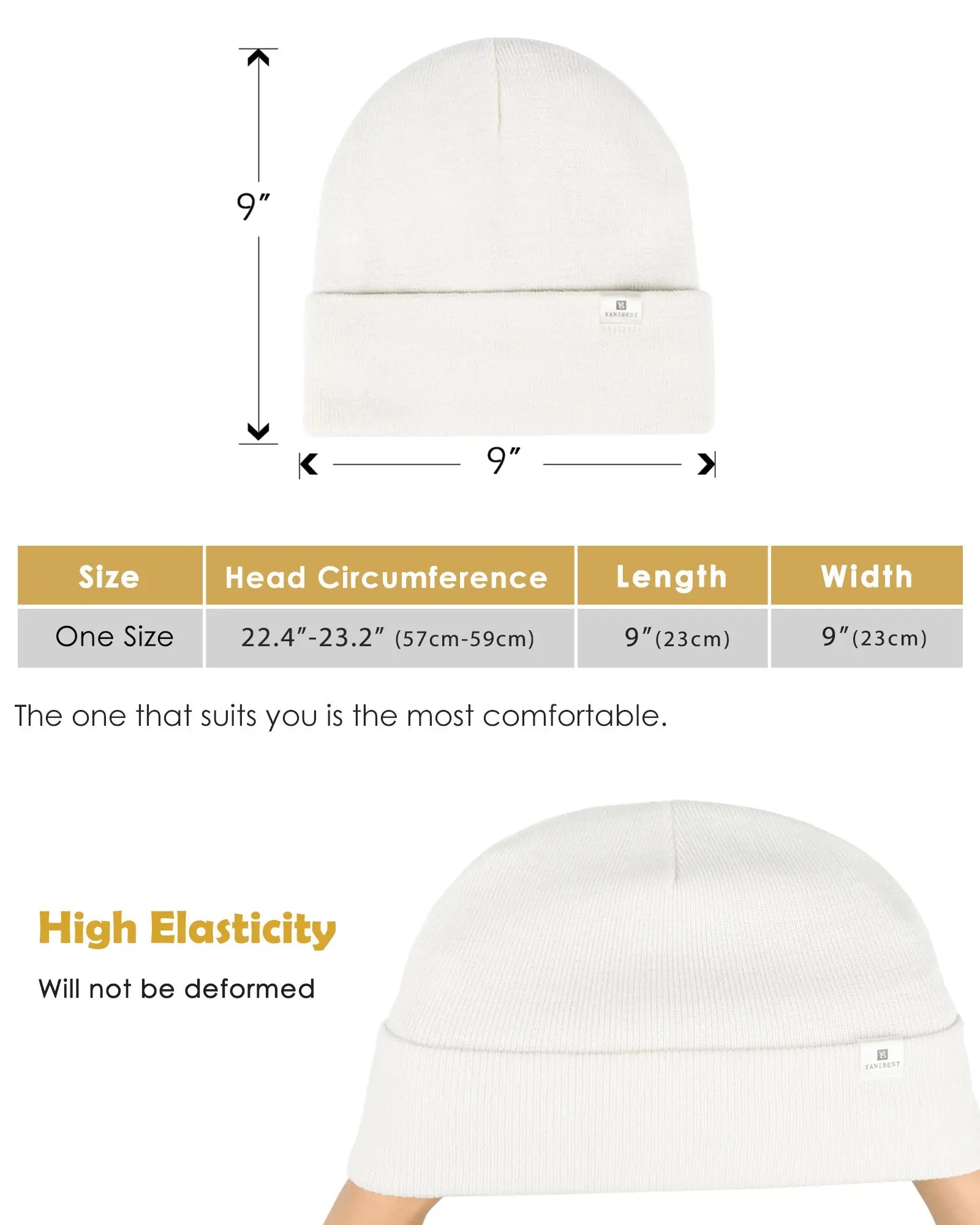 Satin Lined Winter Beanie Hat| Cream White YANIBEST