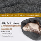 Satin Lined Winter Beanie Hat| Dark Grey YANIBEST