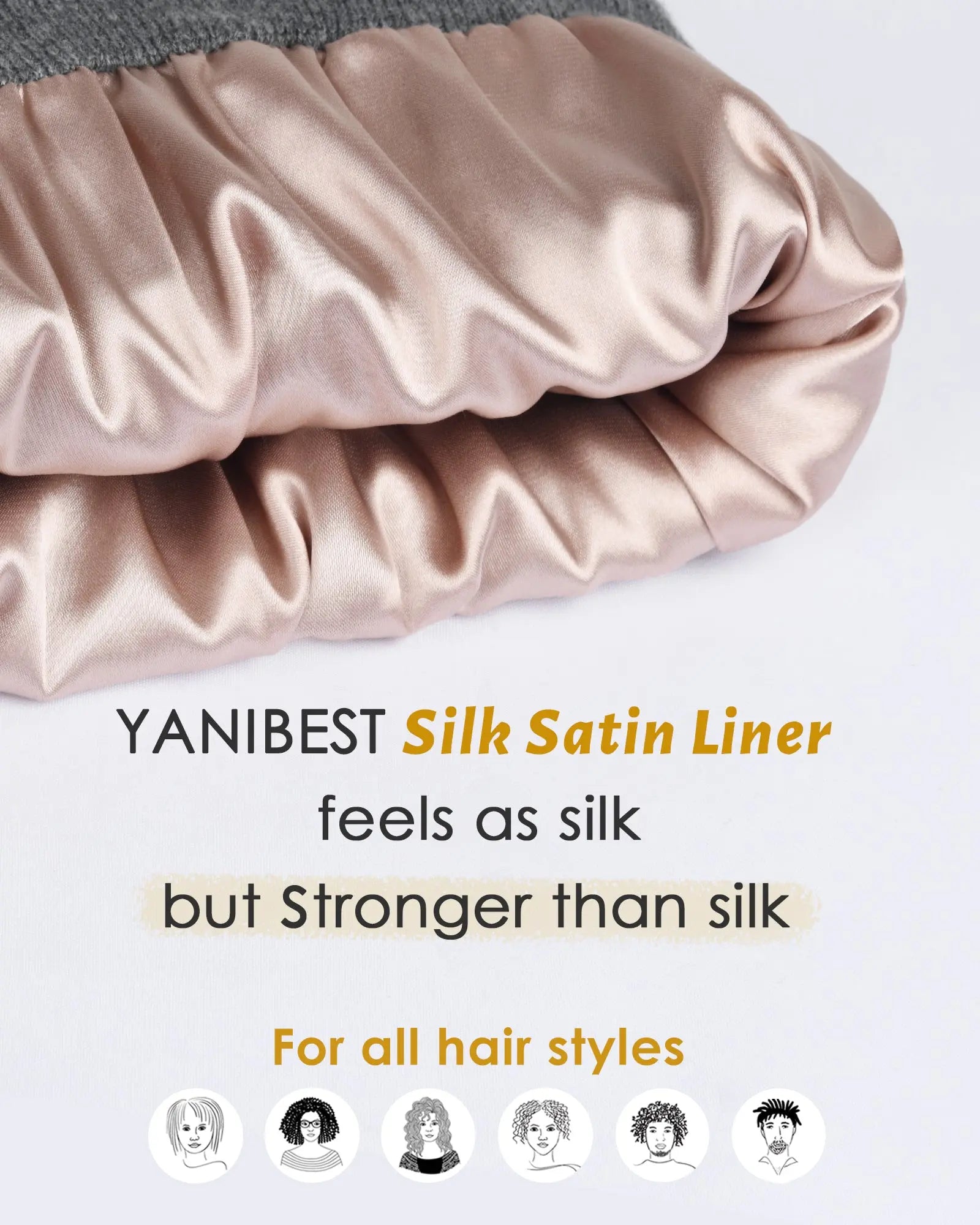 Satin Lined Winter Beanie Hat| Dark Grey YANIBEST