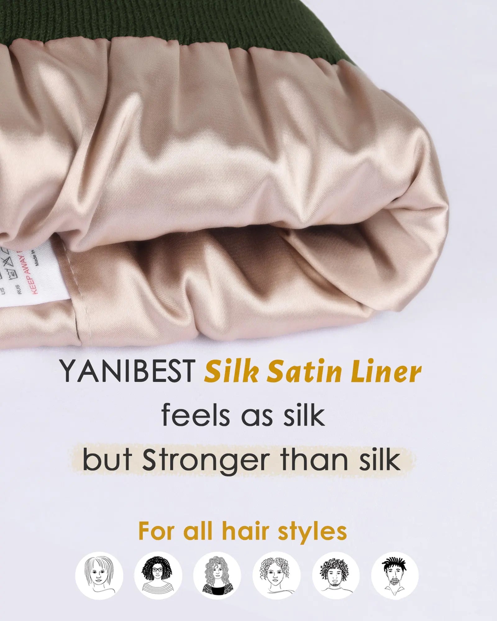 Satin Lined Winter Beanie Hat| Forest Green YANIBEST