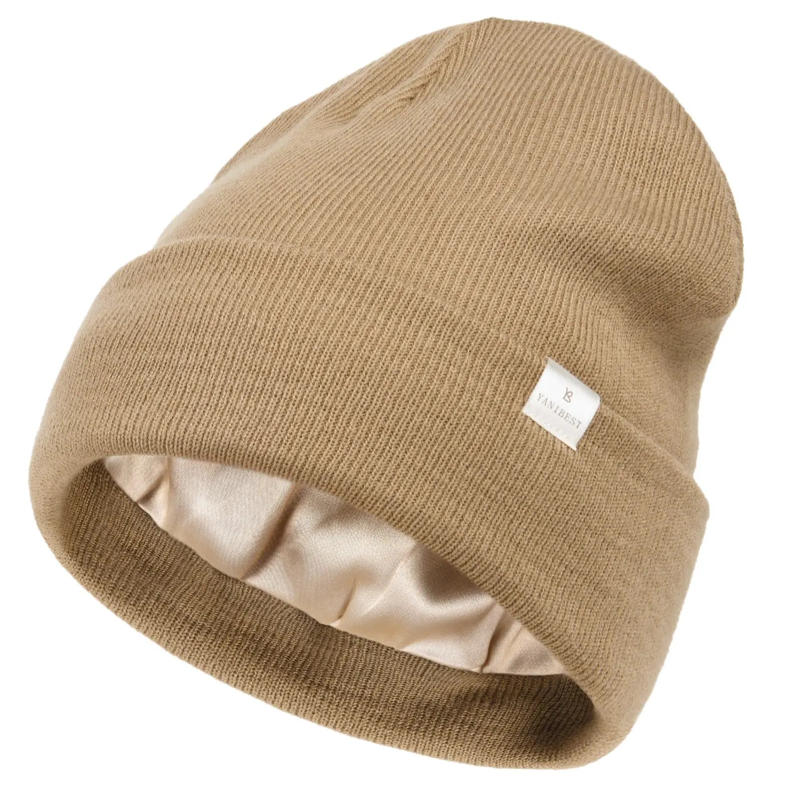 Satin Lined Winter Beanie Hat| Khaki Khaki YANIBEST