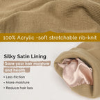 Satin Lined Winter Beanie Hat| Khaki Khaki YANIBEST