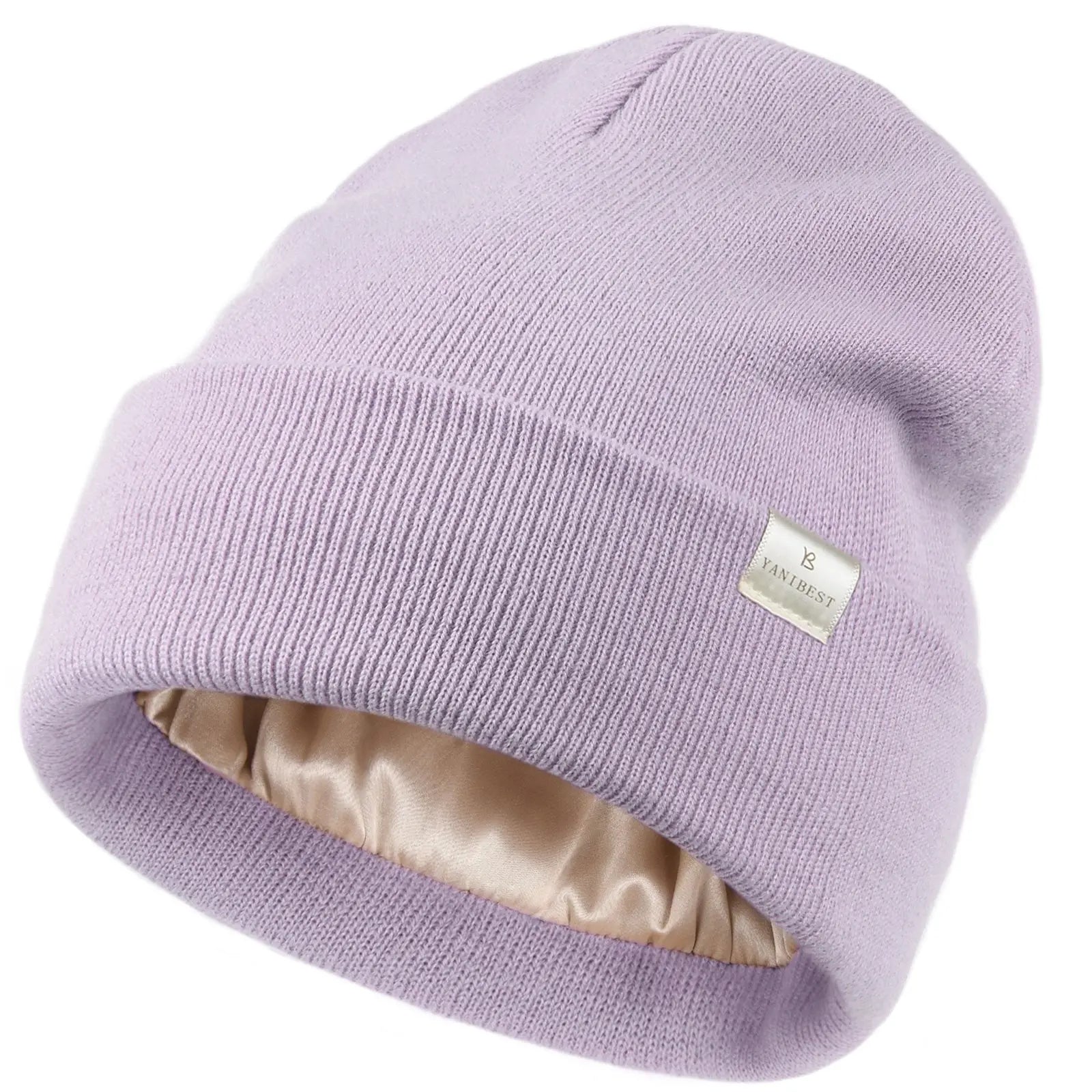 Satin Lined Winter Beanie Hat| Lavender Purple YANIBEST