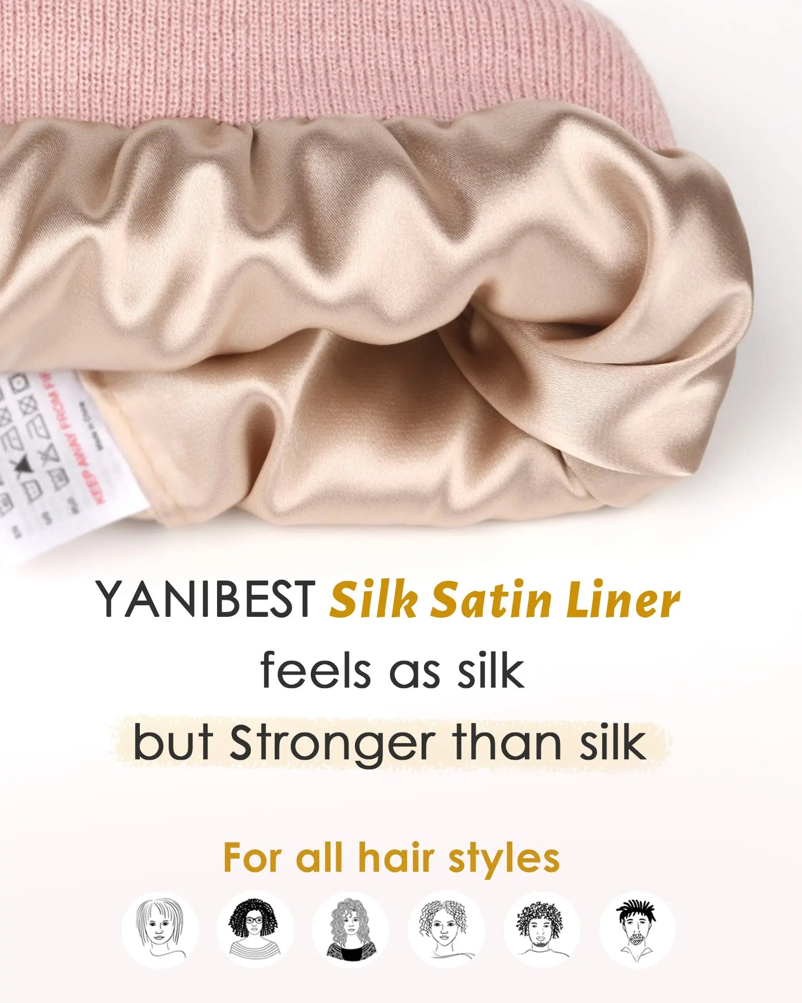 Satin Lined Winter Beanie Hat| Rose Pink YANIBEST