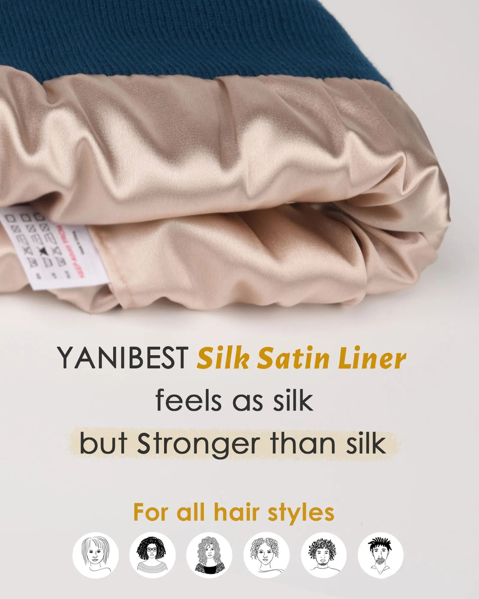 Satin Lined Winter Beanie Hat| Steel Blue YANIBEST