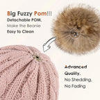 Satin Lined Winter Pom Beanie| Rose Pink YANIBEST