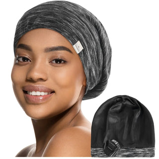 Slouchy Butter-Satin Lined Cap| Black YANIBEST