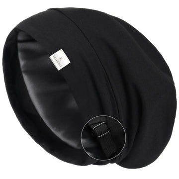 Butter Satin Lined Slouchy Cap - Black